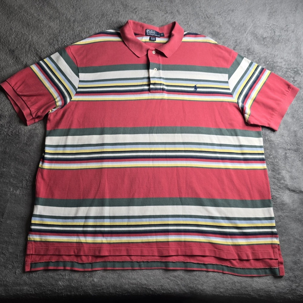 Polo Ralph Lauren Shirt Mens 3XB Big Multi-Color Striped Preppy Designer Pony
